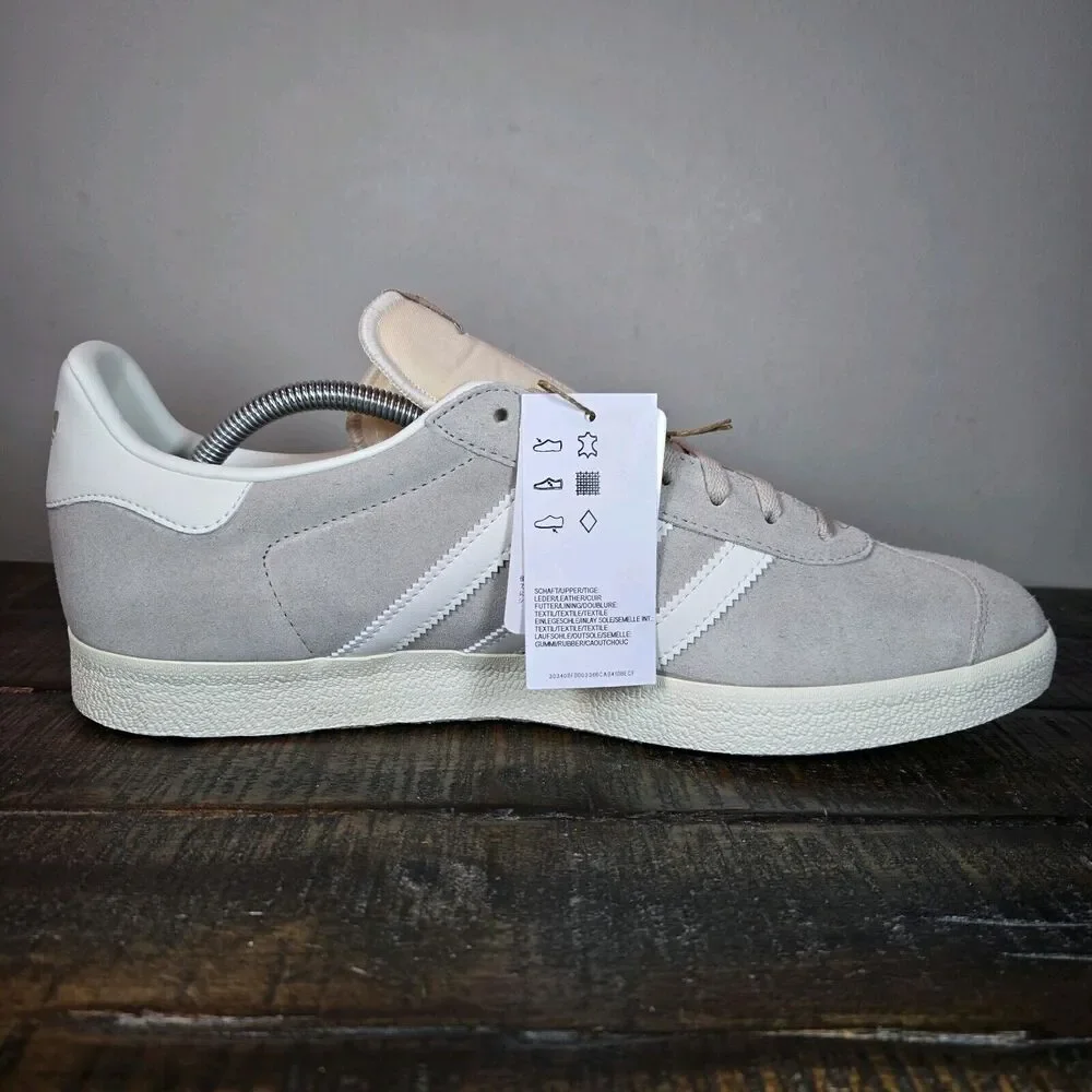 NEW Adidas Gazelle Mens Size 13 Low Top Shoes Sneakers Gray White IG5796